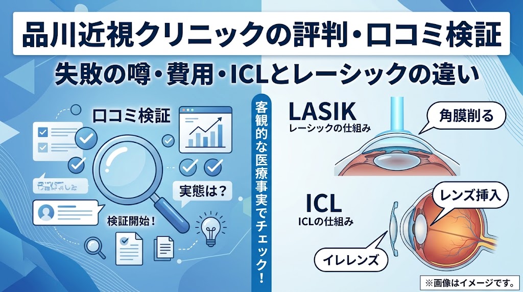 【即日発送】品川近視クリニック 品川近視クリニックの評判・口コミ検証｜失敗の噂・費用・ICLと